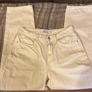 Zara Cream Straight Leg Jeans
